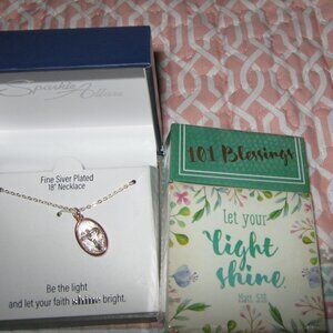 NWT Sparkle Allure Fine Silver Plated Encased 18" Cross Necklace & 101 Blessings